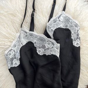 Brand New Free People Slip Cami with Lace Detail - size Large, Black